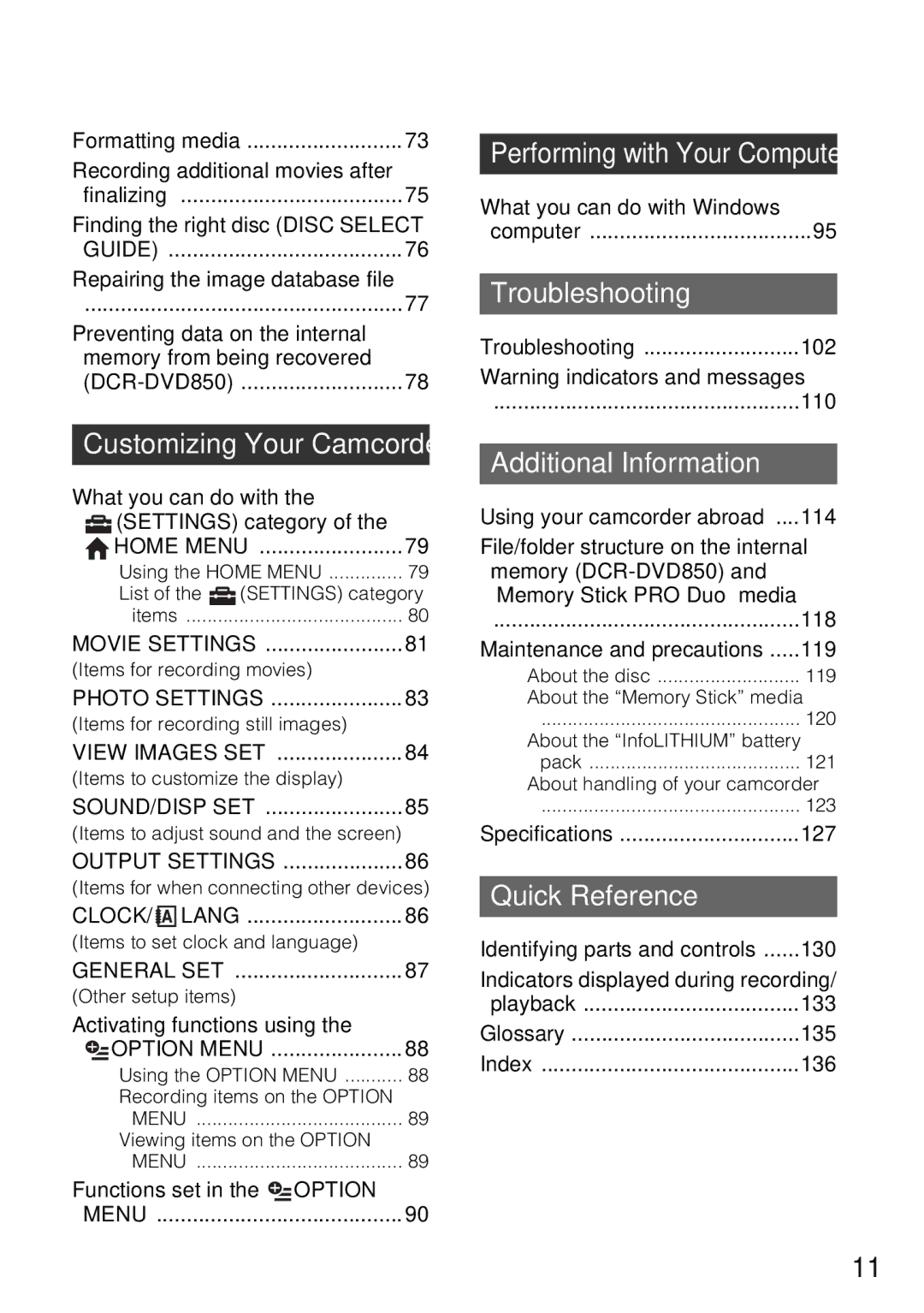 Sony DCR-DVD850, DCR-DVD650 manual Troubleshooting 