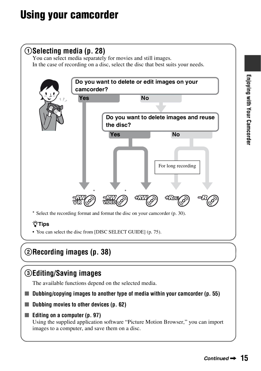 Sony DCR-DVD710 manual Using your camcorder, Do you want to delete or edit images on your camcorder? Yes, Disc? Yes 