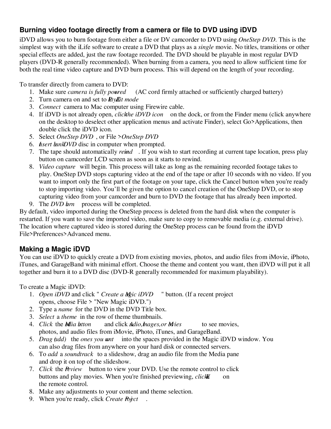 Sony DCR-HC21 manual Making a Magic iDVD 