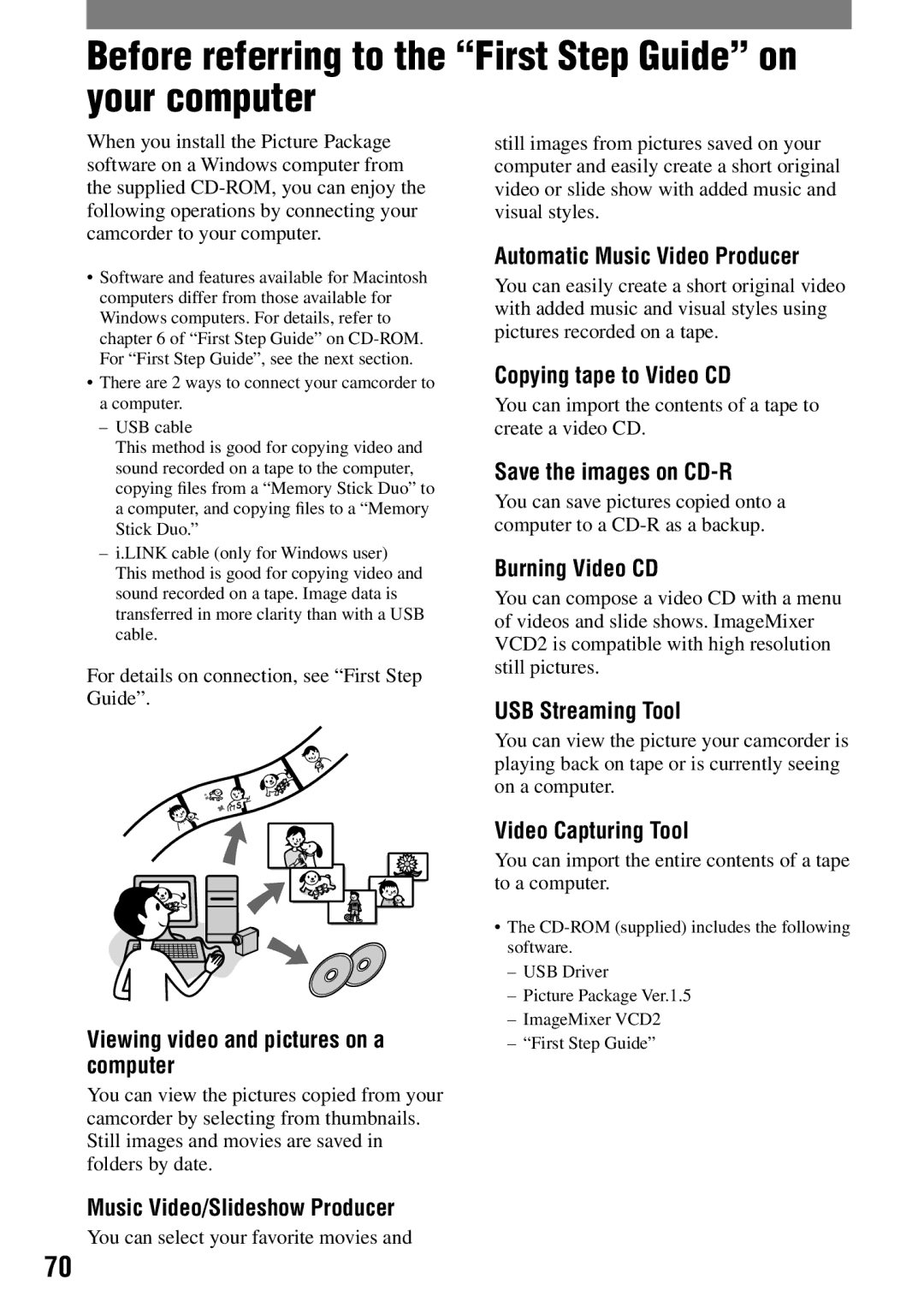 Sony DCR-HC42 manual Before referring to the First Step Guide on your computer 