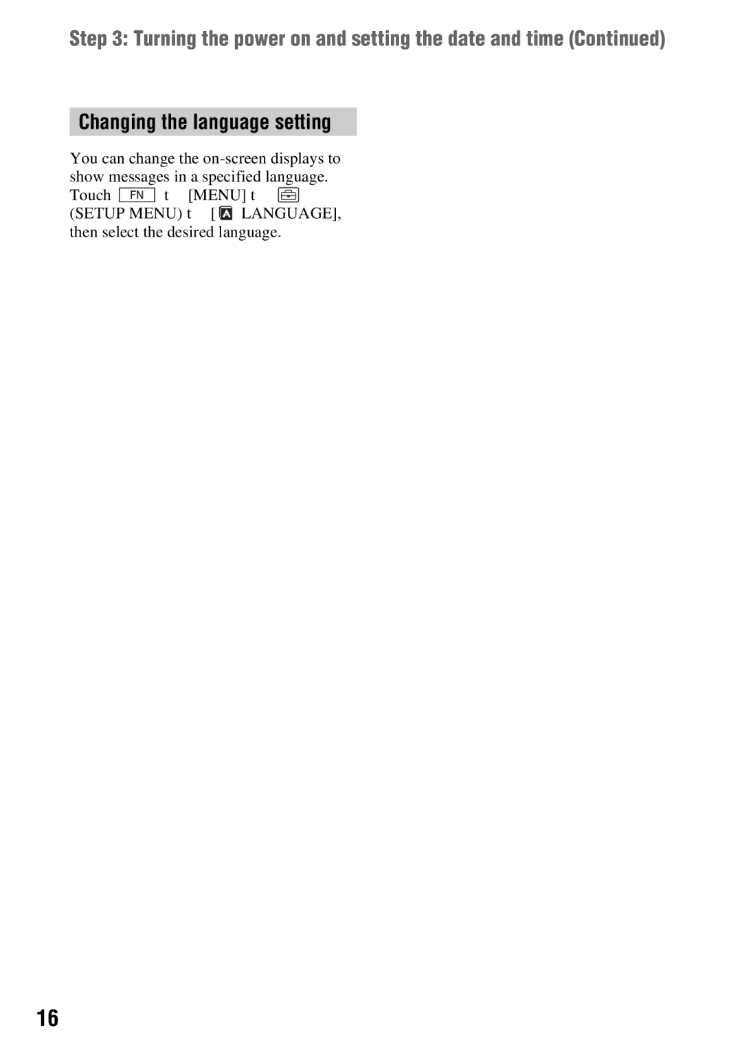 Sony DCR-HC54, DCR-HC52 manual Changing the language setting 