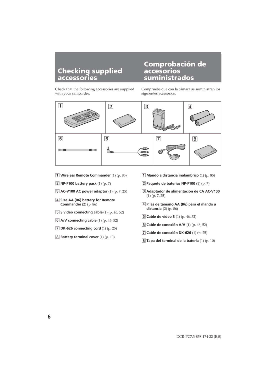 Sony DCR-PC7 operating instructions Size AA R6 battery for Remote Commander 2 p 