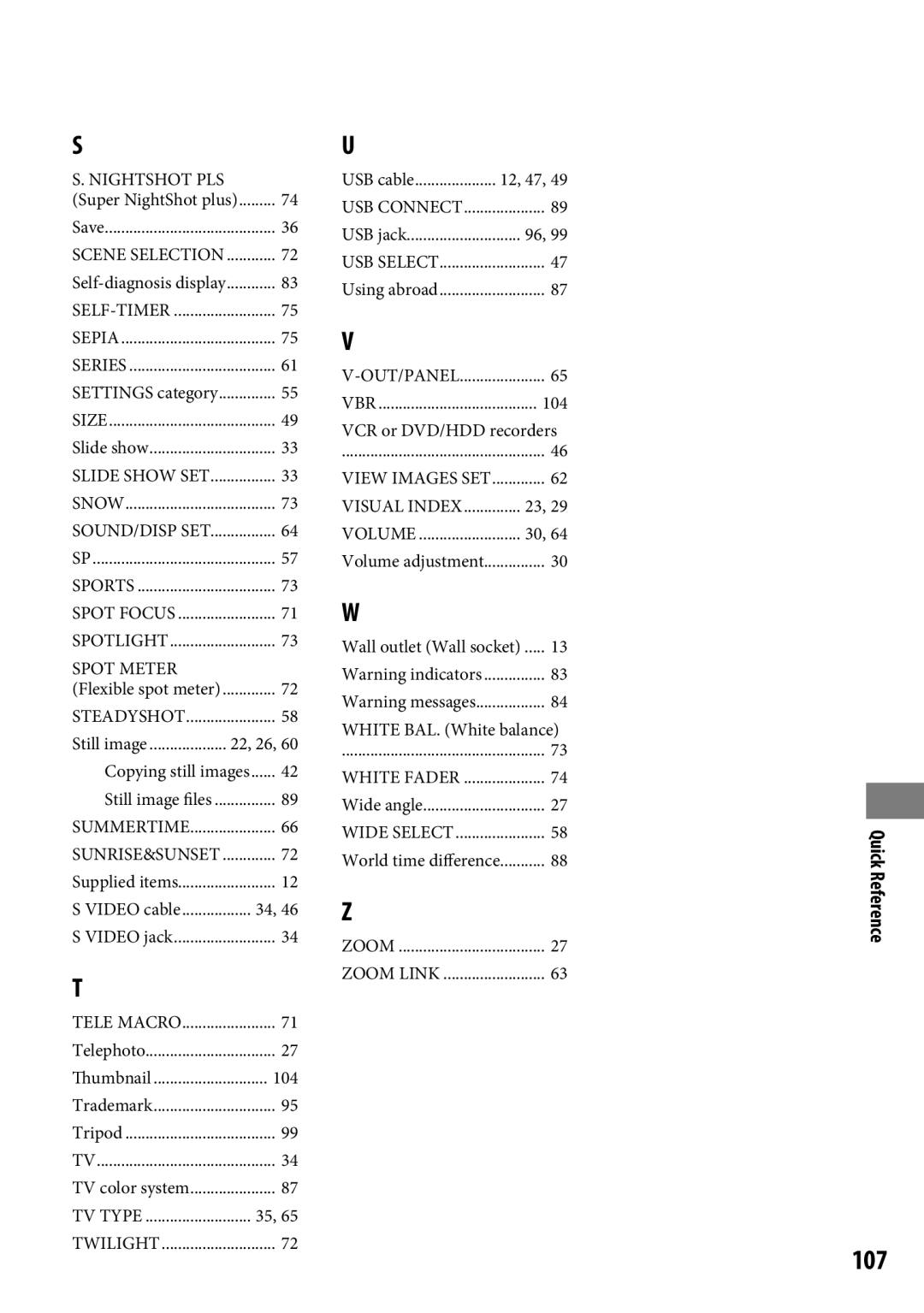 Sony DCR-SR65 manual 107 