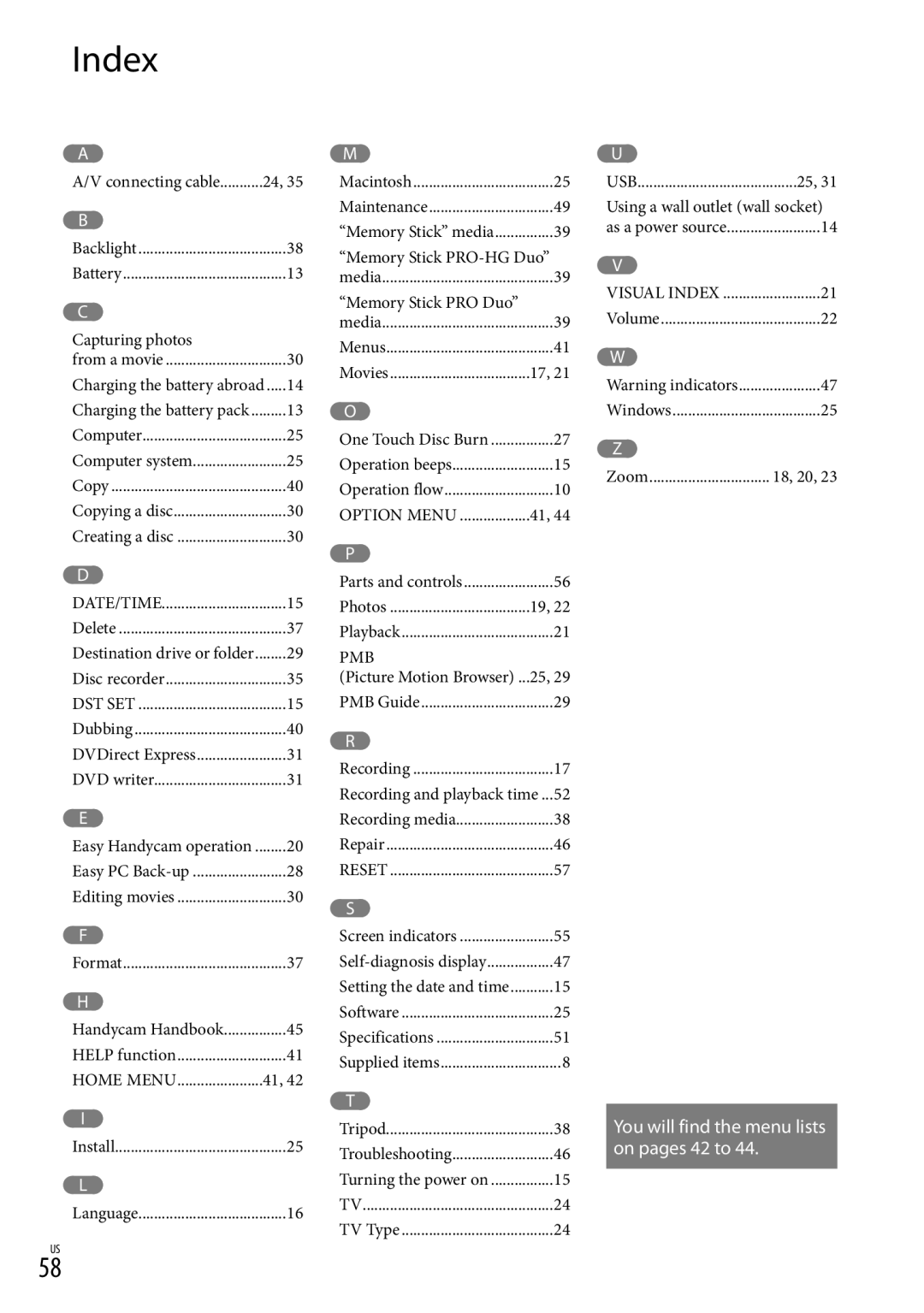 Sony DCR-SR87 manual Index, Computer system Operation beeps Zoom 