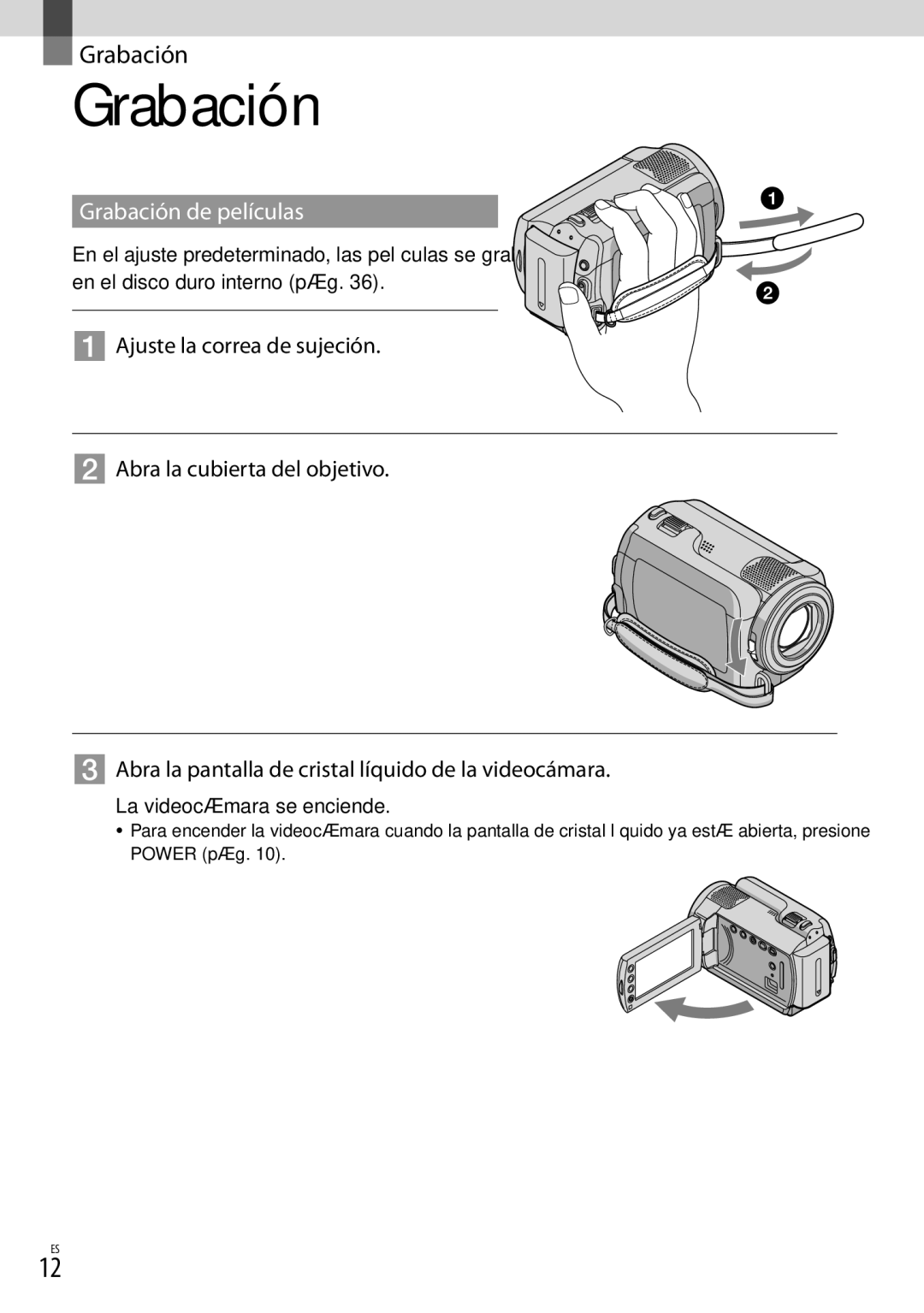 Sony DCR-SR87 manual Grabación de películas 