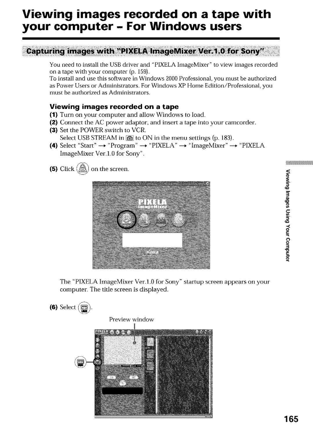 Sony DCR-TRV25, DCR-TRV27, DCR-TRV16 operating instructions 165, Viewing images recorded on a tape 