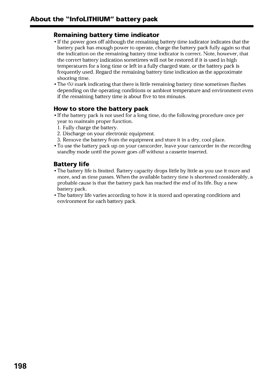 Sony DCR-TRV25, DCR-TRV27, DCR-TRV16 operating instructions 198, About, Battery Pack, Remaining Battery 