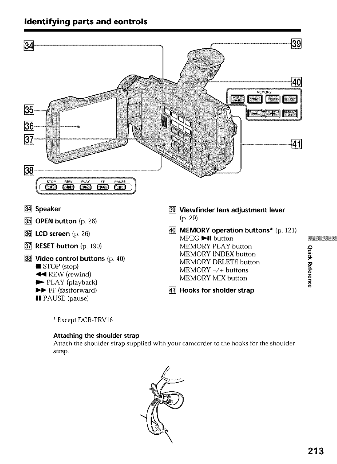 Sony DCR-TRV25, DCR-TRV27, DCR-TRV16 operating instructions 213, LCDscreen p 