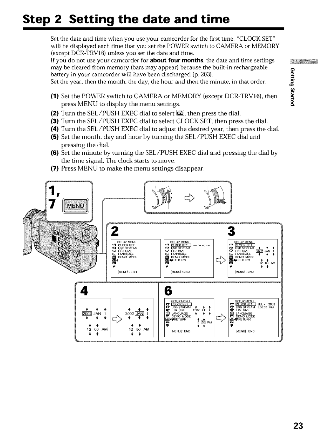 Sony DCR-TRV16, DCR-TRV25, DCR-TRV27 operating instructions Setting the date and time, Clock SET, Power, Four Months 