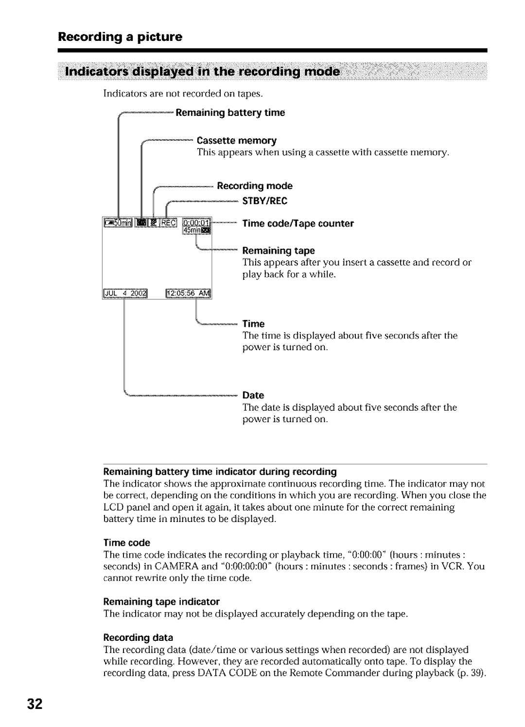 Sony DCR-TRV16, DCR-TRV25, DCR-TRV27 operating instructions Stby/Rec 