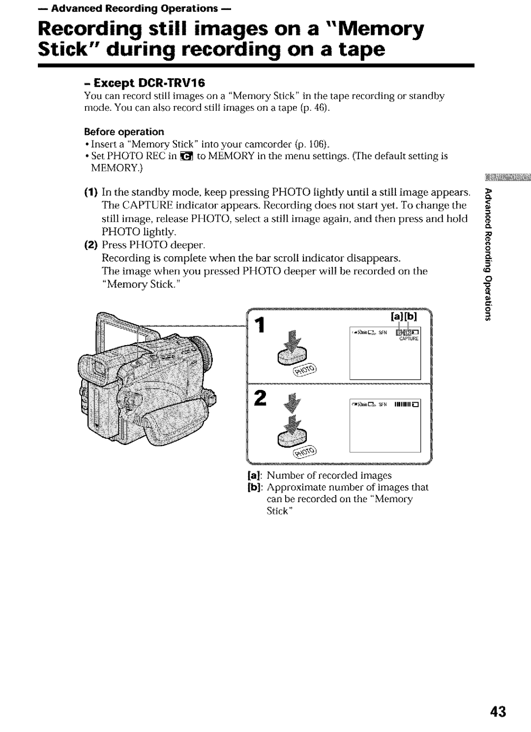 Sony DCR-TRV27, DCR-TRV25, DCR-TRV16 operating instructions Advanced Recording Operations, Before operation, Alb 