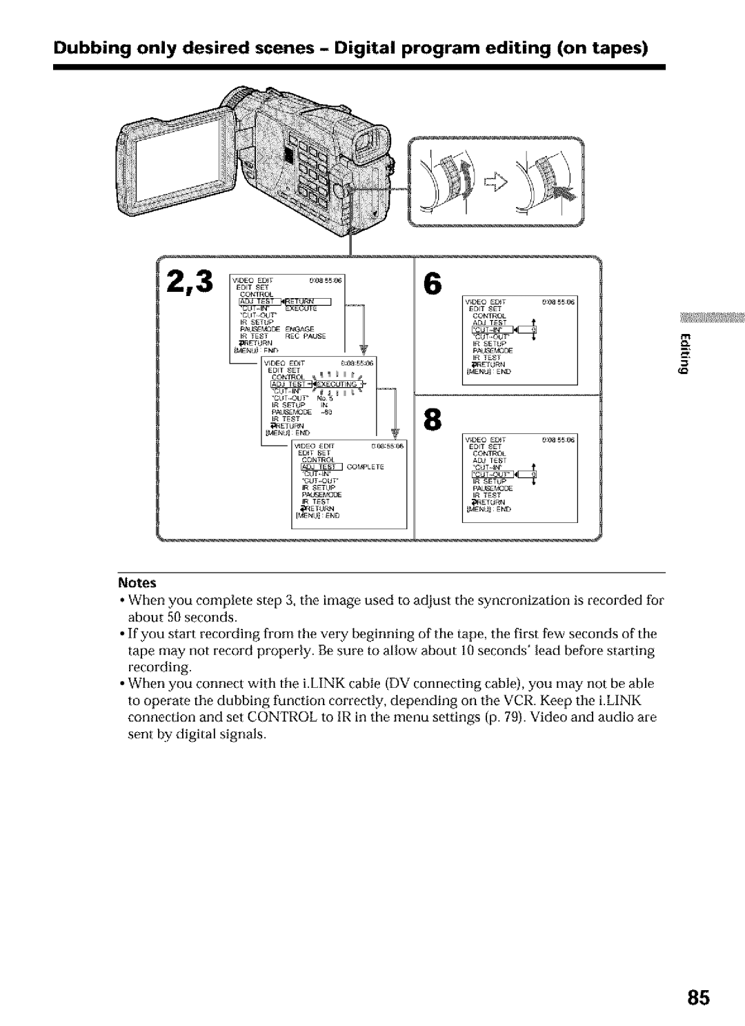 Sony DCR-TRV27, DCR-TRV25, DCR-TRV16 operating instructions Dubbing only desired scenes Digital program editing on tapes 