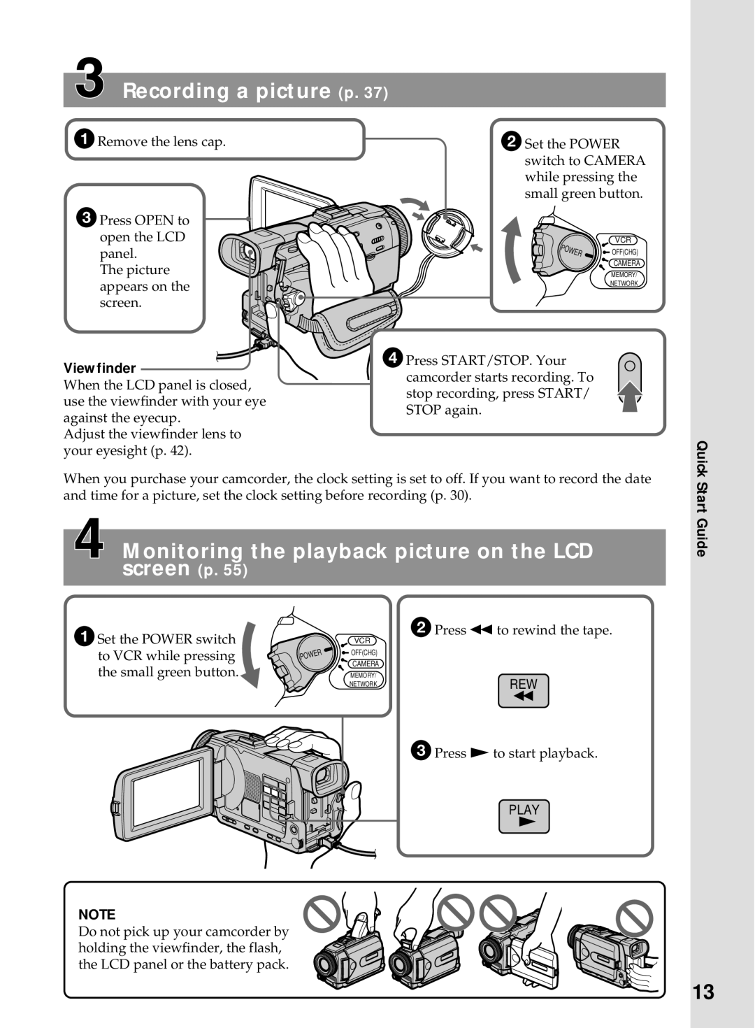 Sony DCR-TRV50E, DCR-TRV40E operating instructions Viewfinder, Start Guide 