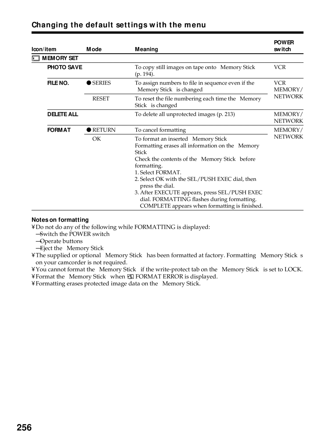 Sony DCR-TRV40E, DCR-TRV50E operating instructions 256, File no 