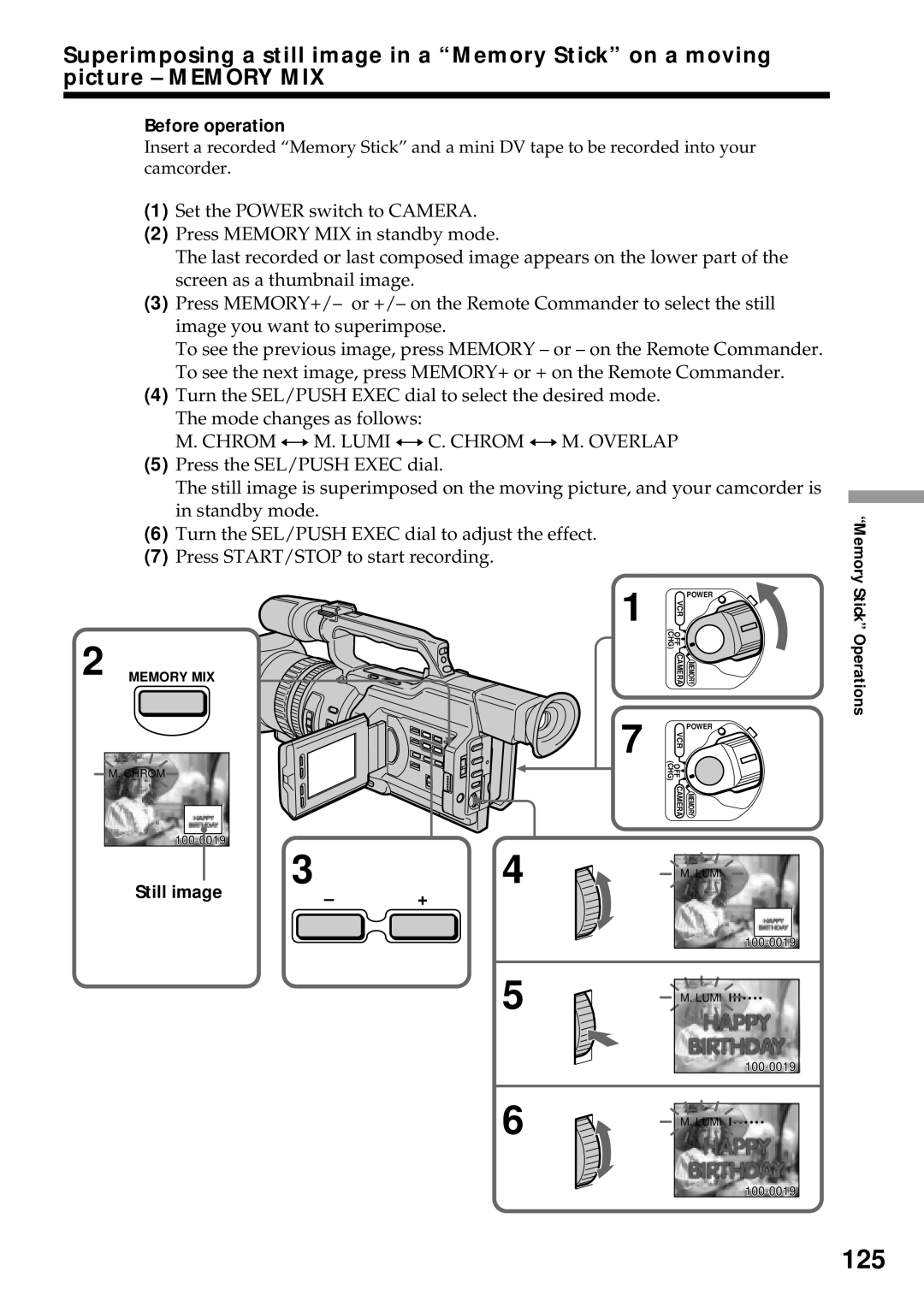 Sony DCR-VX2000 operating instructions 125, Still image 