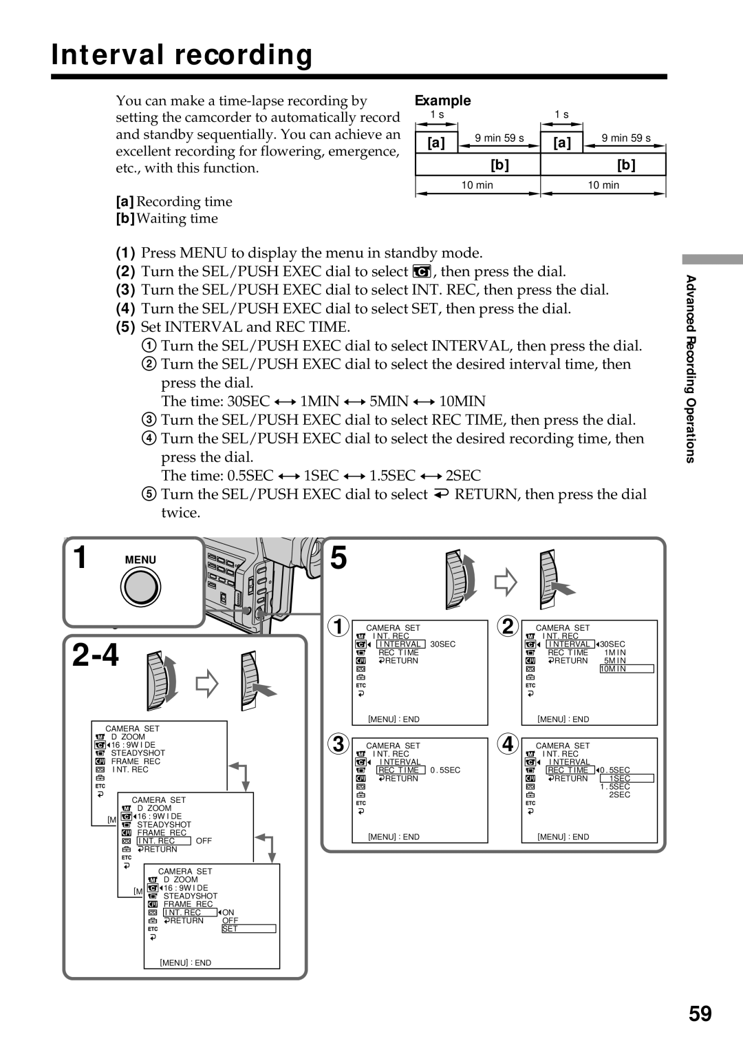 Sony DCR-VX2000 operating instructions Interval recording, Example 