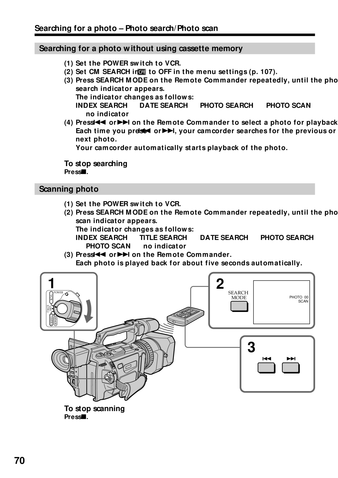 Sony DCR-VX2000 operating instructions Scanning photo, To stop scanning 