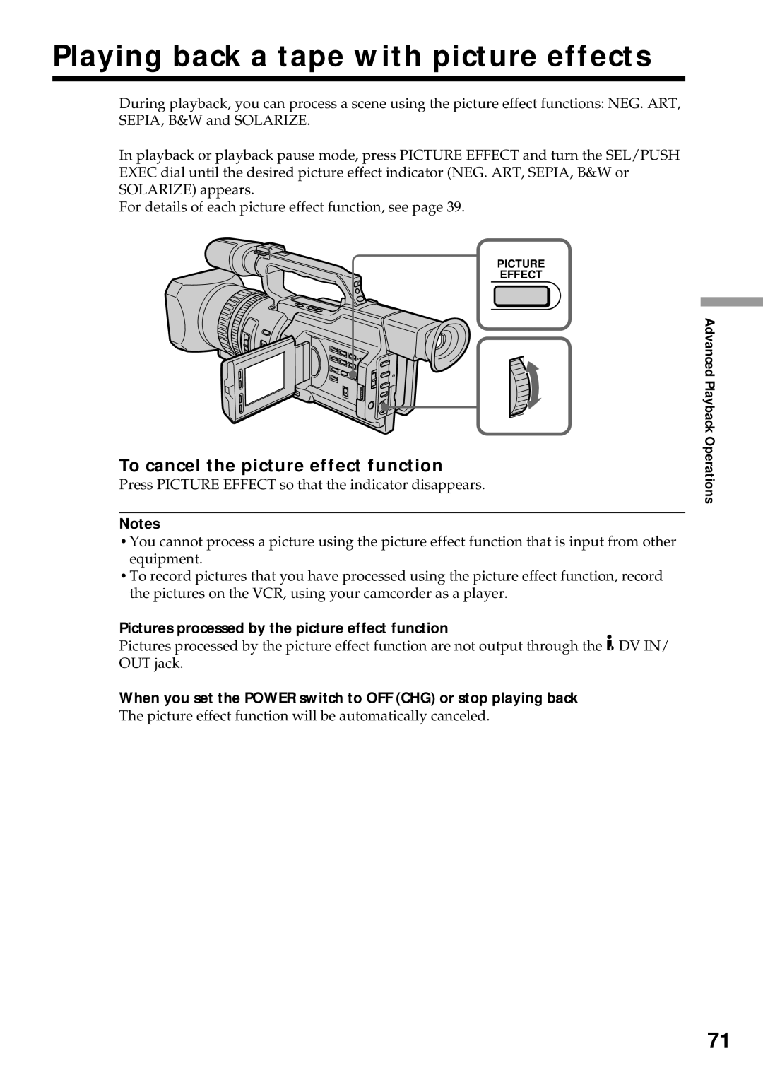 Sony DCR-VX2000 Playing back a tape with picture effects, Pictures processed by the picture effect function 