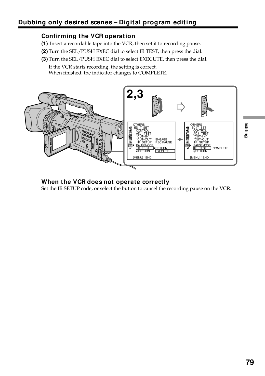 Sony DCR-VX2000 operating instructions Confirming the VCR operation, When the VCR does not operate correctly 