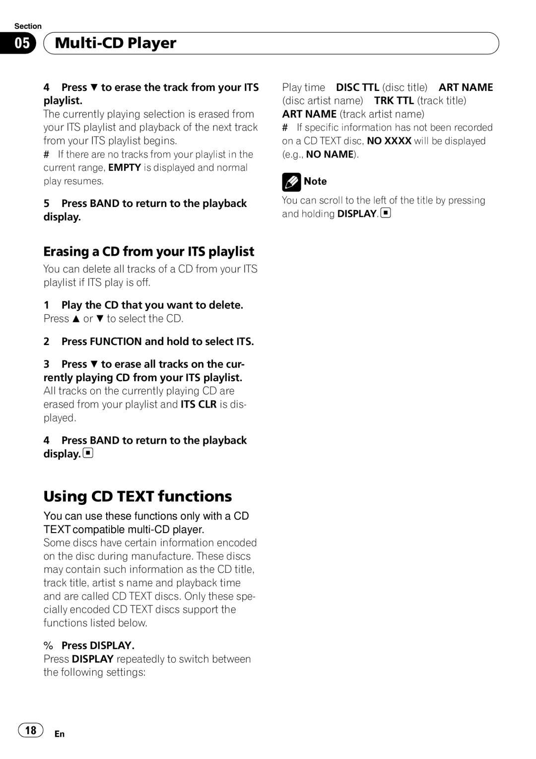 Sony DEH-P2900MP operation manual Using CD Text functions, Erasing a CD from your ITS playlist 