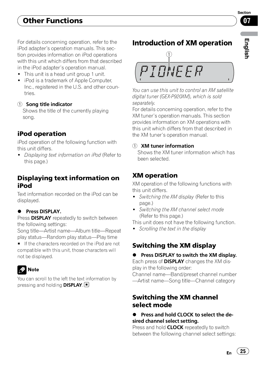 Sony DEH-P2900MP operation manual Introduction of XM operation 