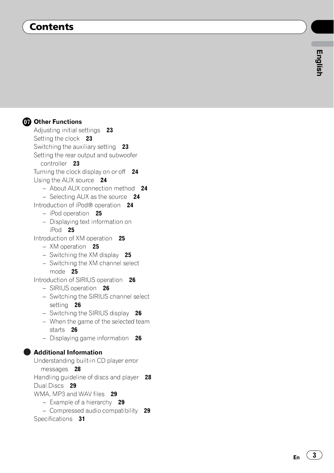 Sony DEH-P2900MP operation manual Other Functions, Using the AUX source About AUX connection method 