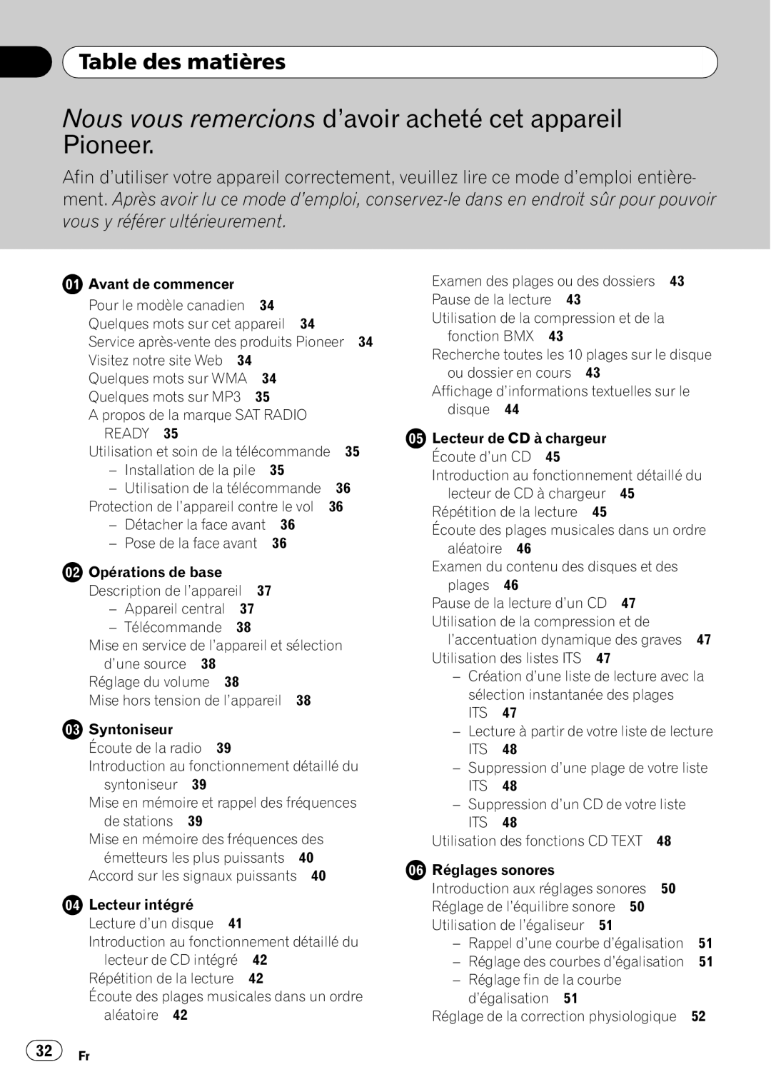 Sony DEH-P2900MP operation manual Table des matières, Ready 