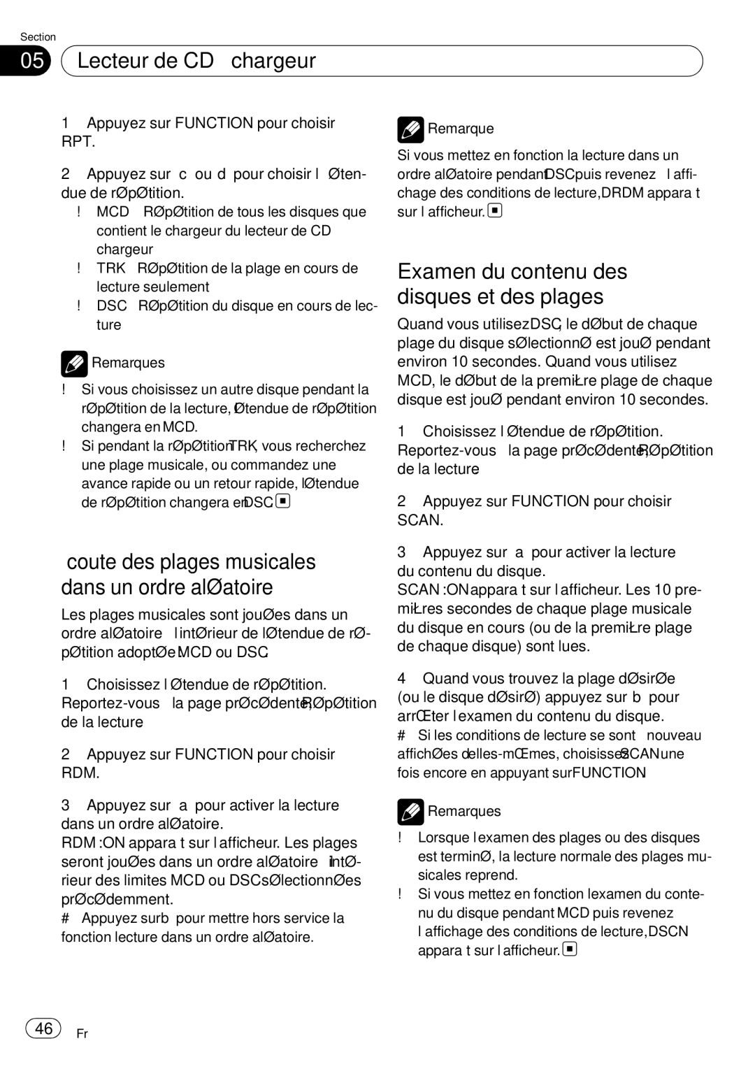 Sony DEH-P2900MP operation manual Lecteur de CD à chargeur, Examen du contenu des disques et des plages 