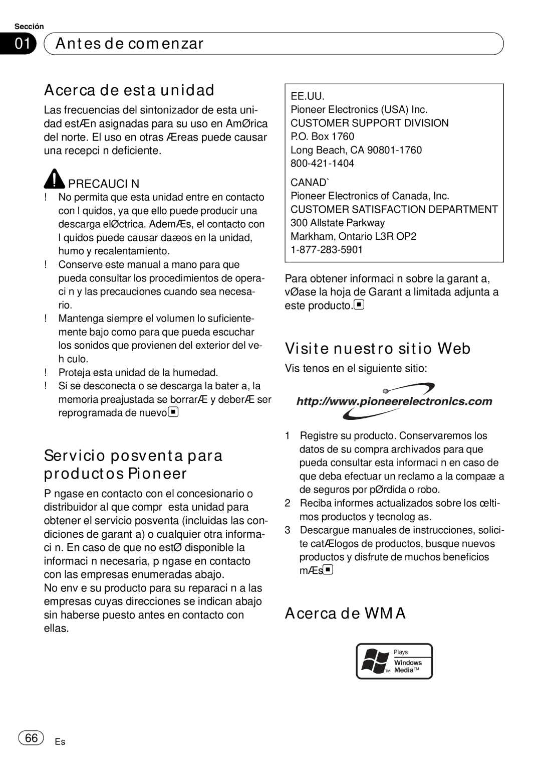 Sony DEH-P2900MP Antes de comenzar Acerca de esta unidad, Visite nuestro sitio Web, Servicio posventa para, Acerca de WMA 