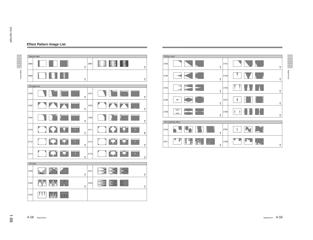 Sony BKDF-711, DFS-700P, BKDF- 702, BKDF-712, 702P service manual Effect Pattern Image List 