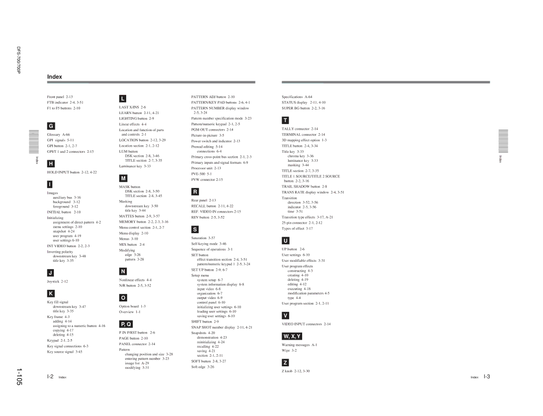 Sony BKDF-711, DFS-700P, BKDF- 702, BKDF-712, 702P service manual 105, Index 