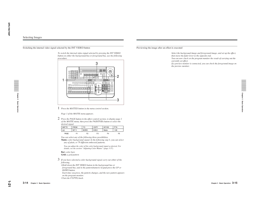 Sony BKDF-711, DFS-700P, BKDF- 702, BKDF-712, 702P Selecting Images, Previewing the image after an effect is executed 