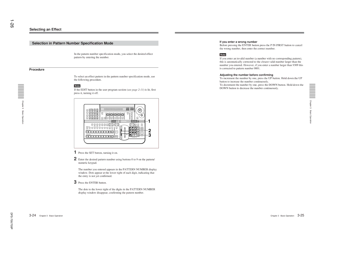 Sony BKDF-712 If you enter a wrong number, Adjusting the number before confirming, Press the SET button, turning it on 