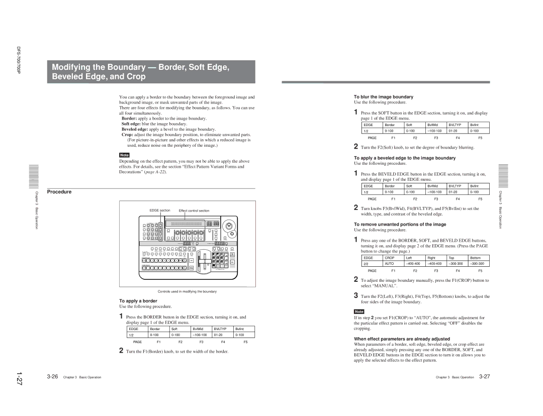 Sony BKDF-711, DFS-700, 702P Beveled Edge, and Crop, To blur the image boundary, To remove unwanted portions of the image 