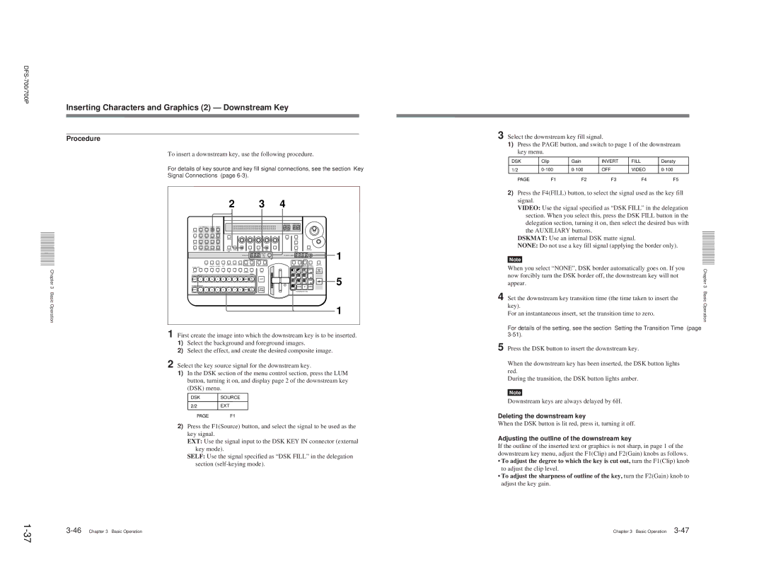 Sony BKDF- 702, DFS-700P, BKDF-712, BKDF-711, 702P service manual Inserting Characters and Graphics 2 Downstream Key 