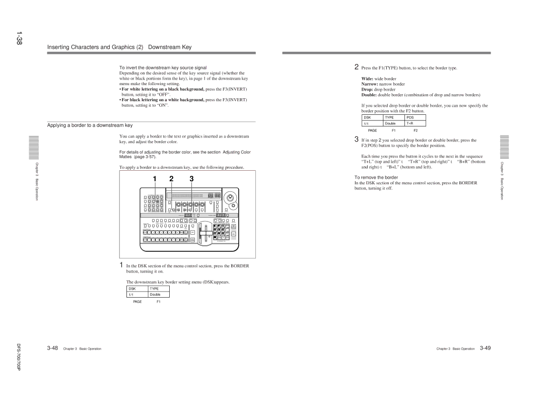 Sony BKDF-712 Applying a border to a downstream key, To invert the downstream key source signal, To remove the border 