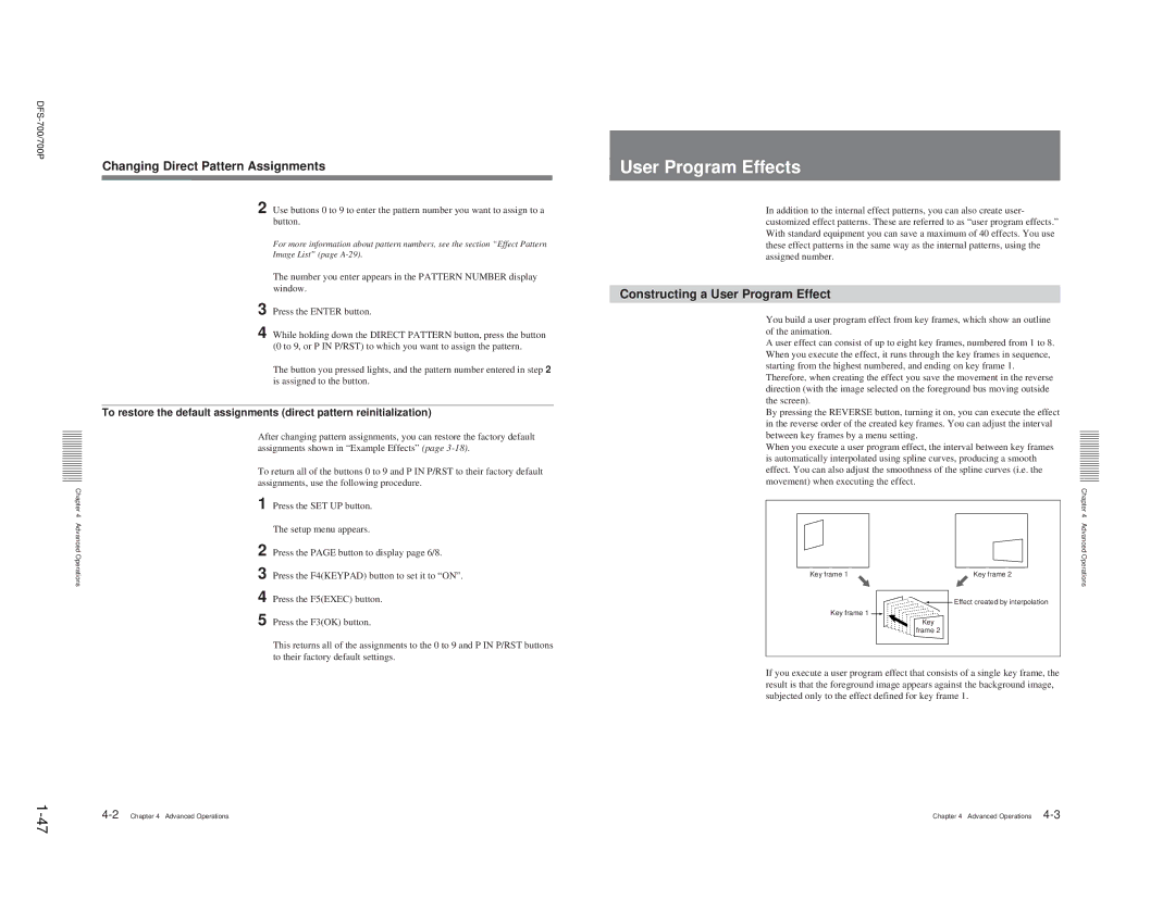 Sony DFS-700P, BKDF- 702 User Program Effects, Changing Direct Pattern Assignments, Constructing a User Program Effect 