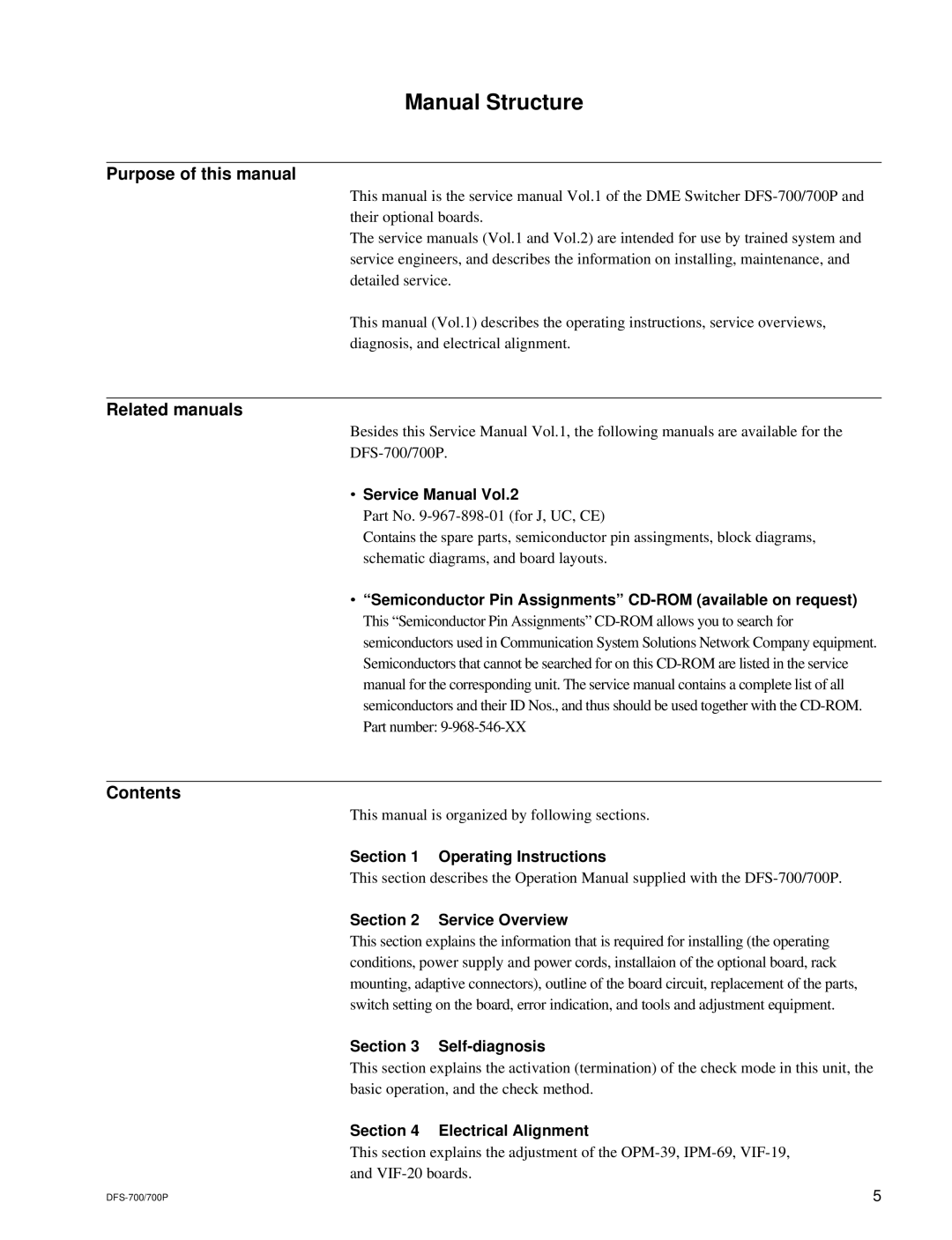 Sony DFS-700P, BKDF- 702, BKDF-712, BKDF-711, 702P service manual Manual Structure 