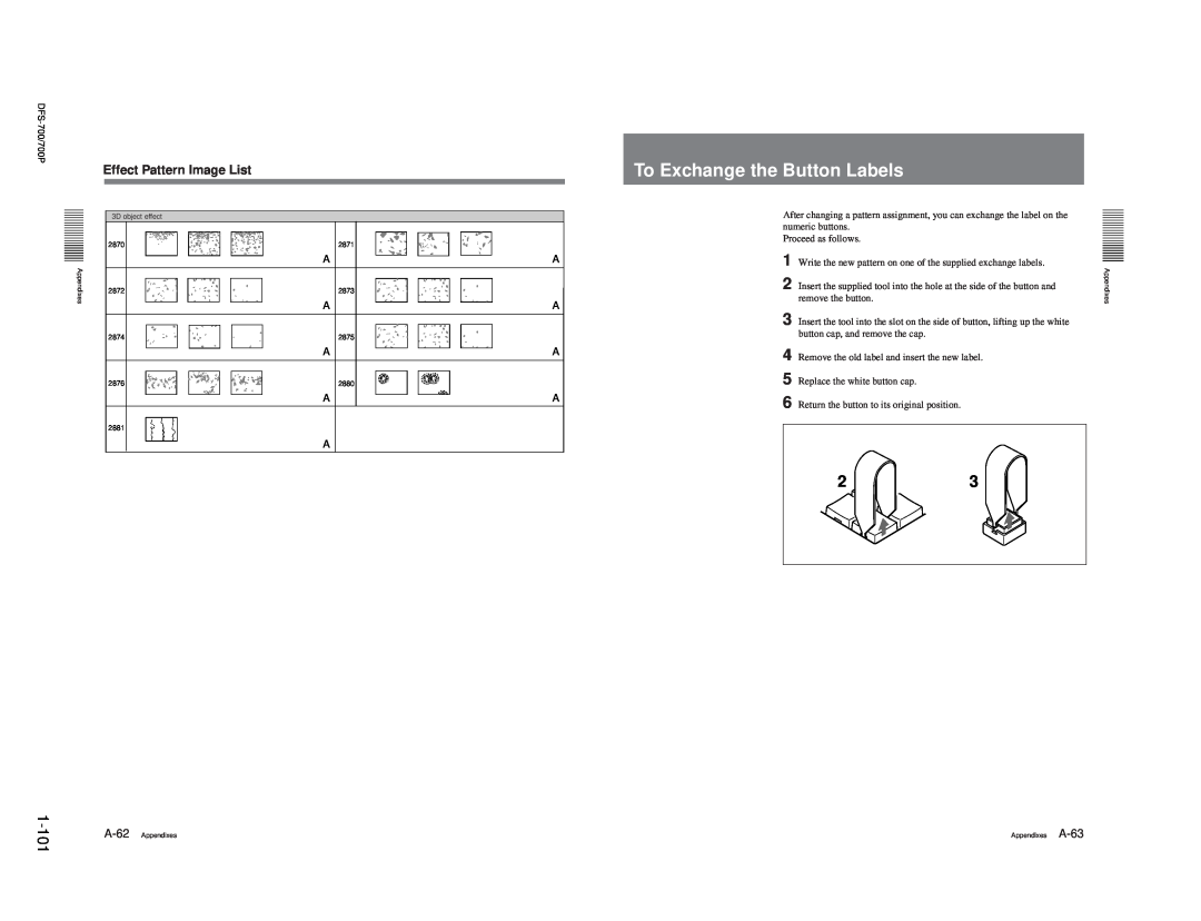 Sony DFS-700P, BKDF- 702, BKDF-712, BKDF-711, 702P To Exchange the Button Labels, 1-101, Effect Pattern Image List 