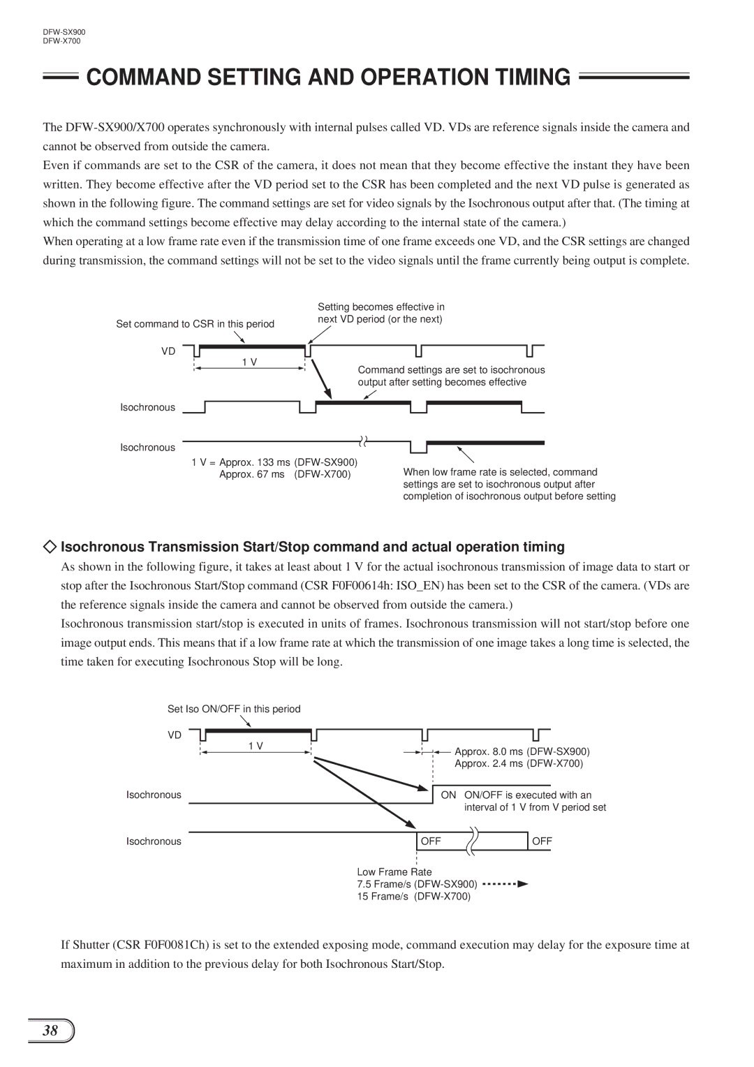 Sony DFW-X700, DFW-SX900 technical manual Command Setting and Operation Timing 