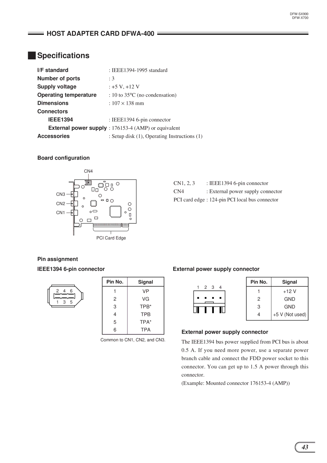 Sony DFW-SX900, DFW-X700 technical manual Specifications 