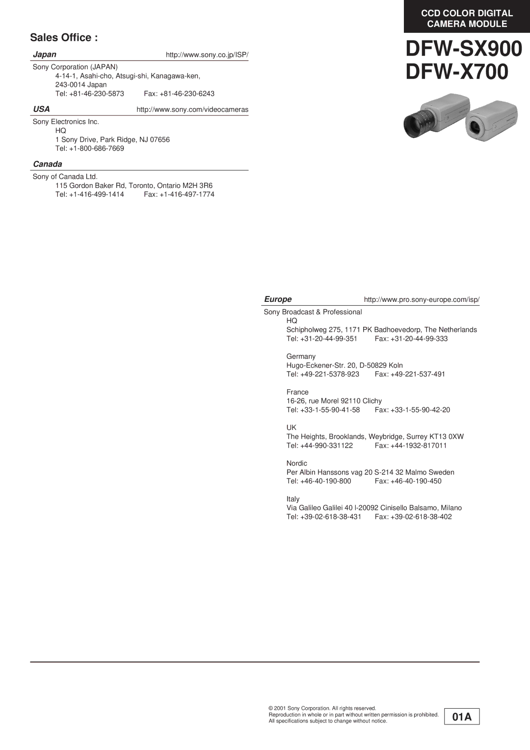 Sony DFW-X700 technical manual DFW-SX900 