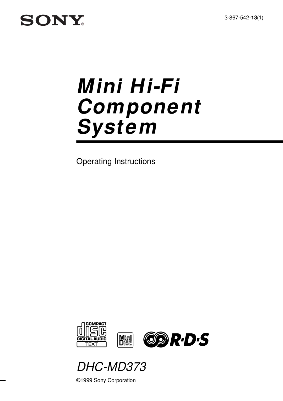 Sony DHC-MD373 manual Mini Hi-Fi Component System 