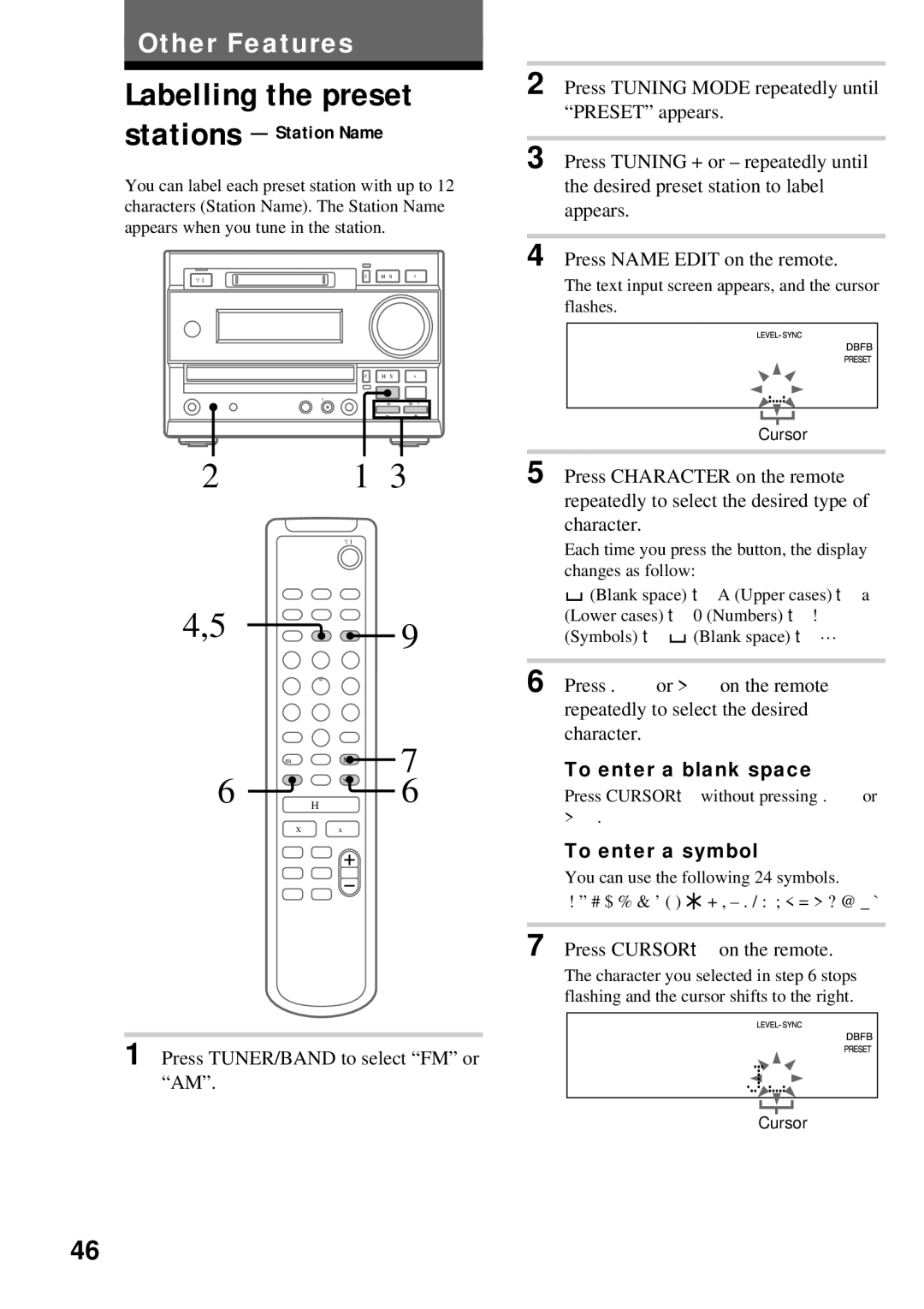 Sony DHC-MD373 manual Labelling the preset, Stations Station Name, Press CURSORt on the remote 