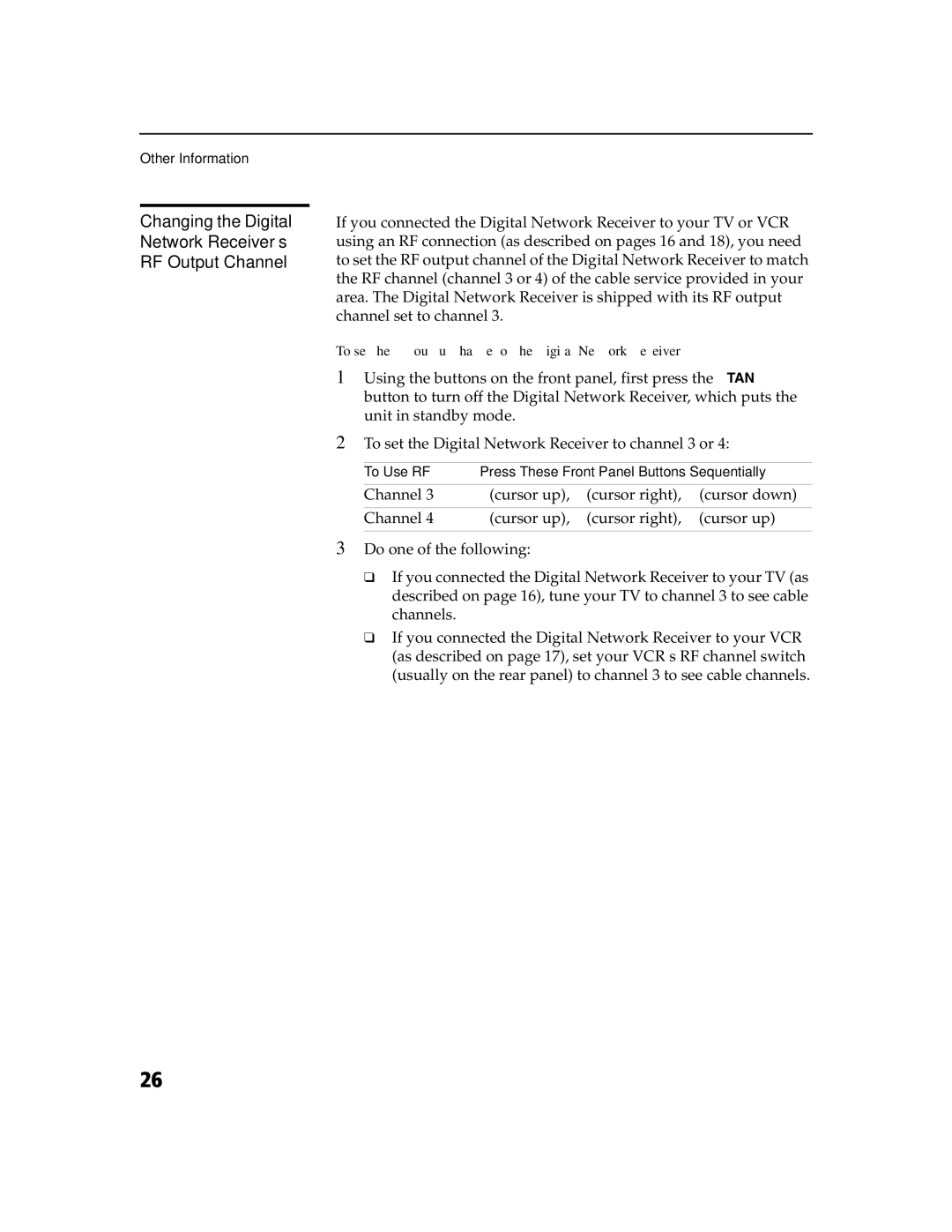 Sony DHG-M55CV manual Changing the Digital Network Receiver’s RF Output Channel, To Use RF 