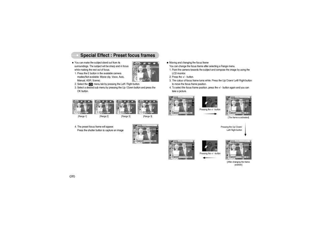 Sony DIGIMAX S850 user manual Special Effect Preset focus frames 