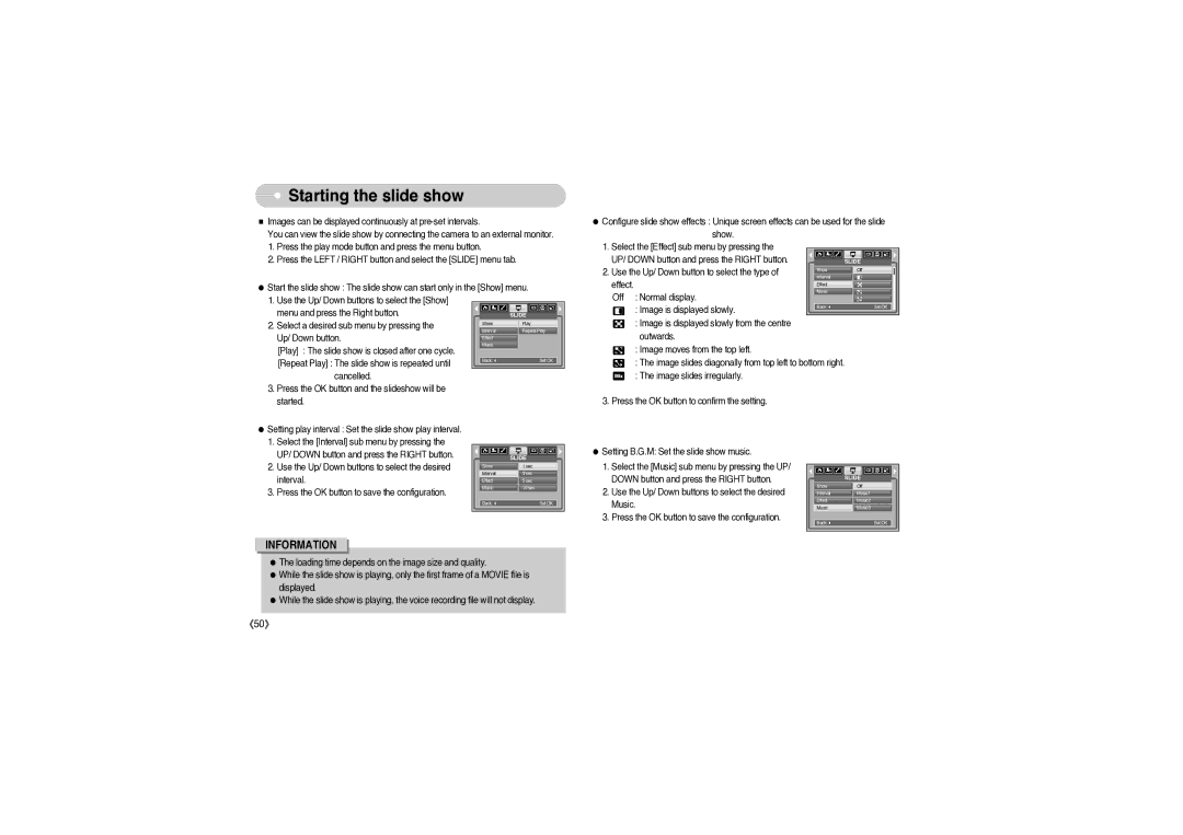 Sony DIGIMAX S850 user manual Starting the slide show, Cancelled 