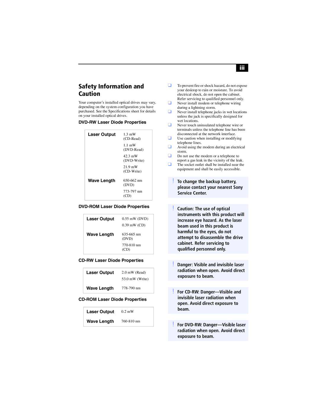 Sony Digital Studio System manual Safety Information and Caution 