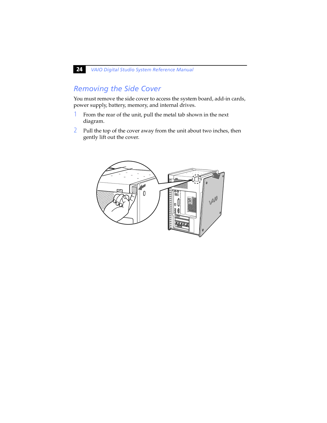 Sony Digital Studio System manual Removing the Side Cover 