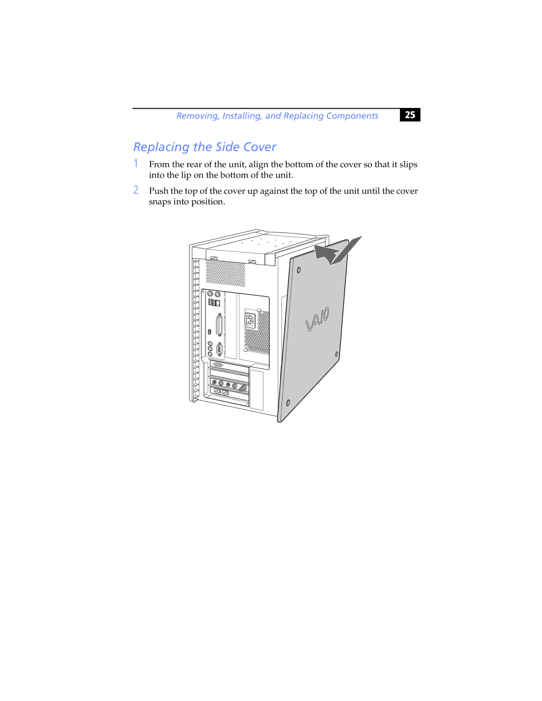 Sony Digital Studio System manual Replacing the Side Cover 